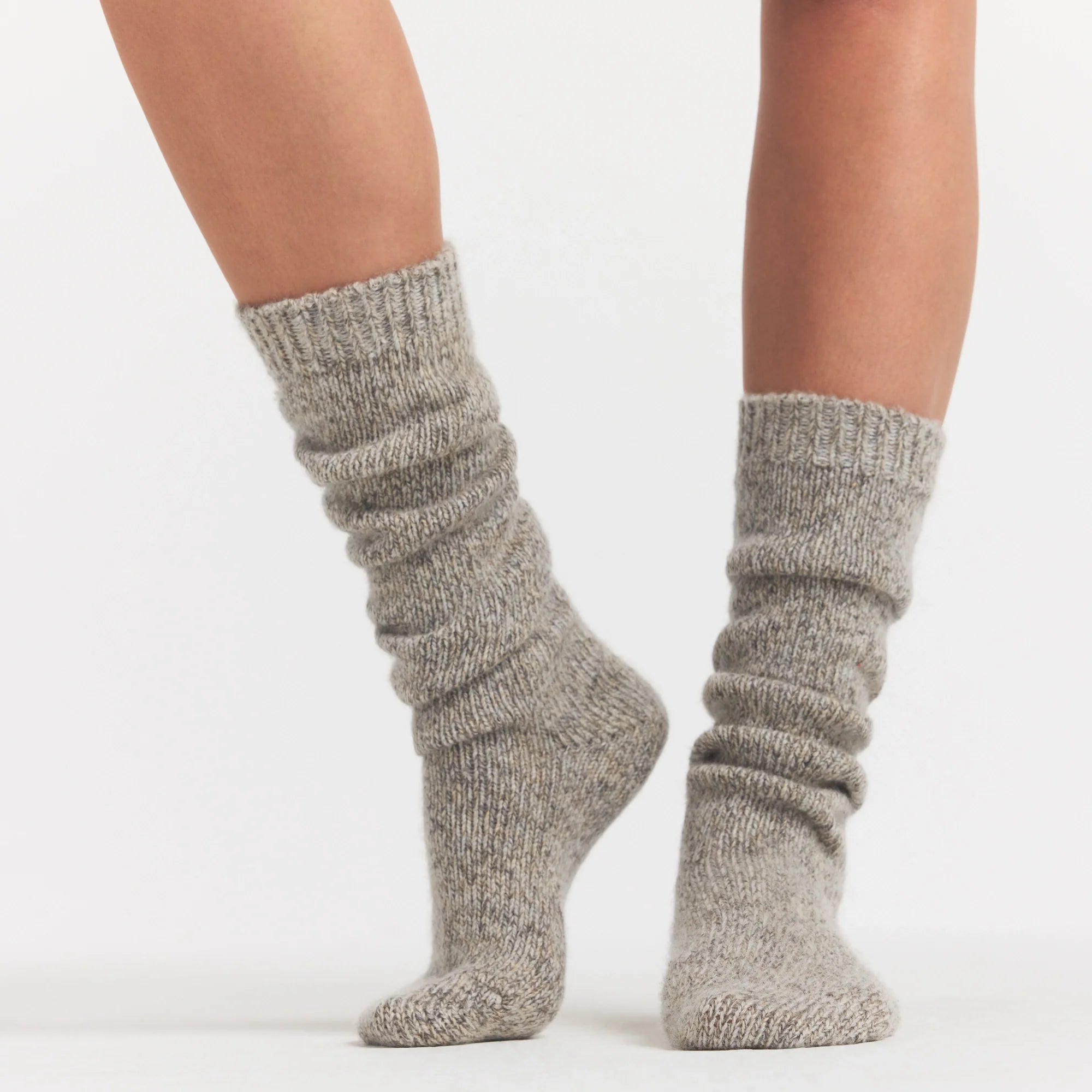 TWEED KNIT SLOUCH SOCK | LATTE
