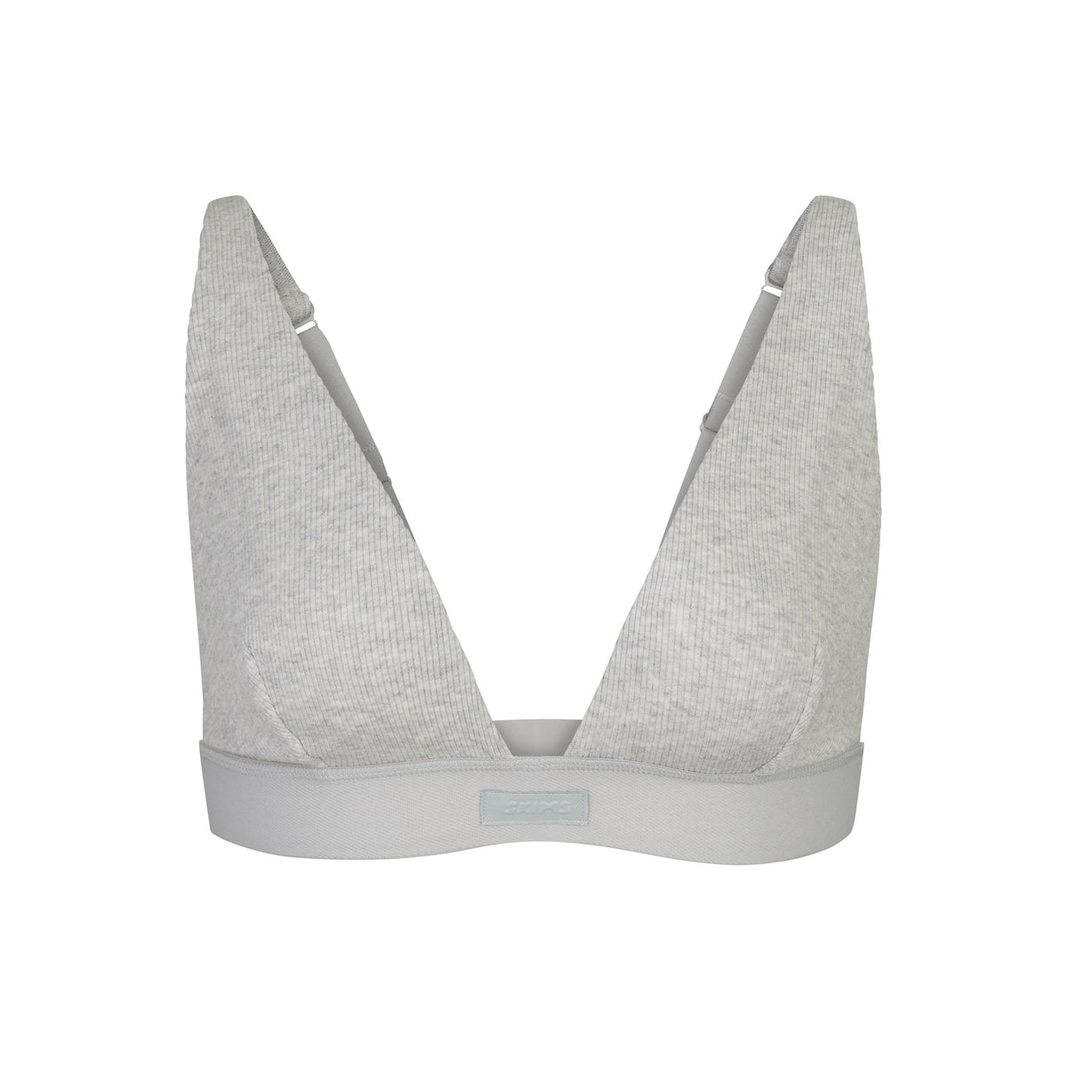 COTTON RIB PLUNGE BRALETTE | LIGHT HEATHER GREY