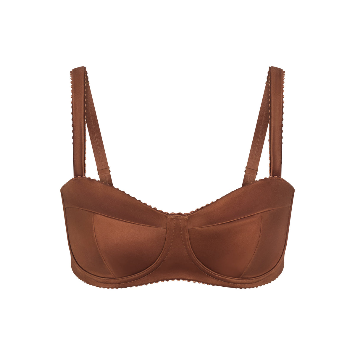 NikeSKIMS SATIN SHINE PANELED PICOT BRA | CAROB BROWN