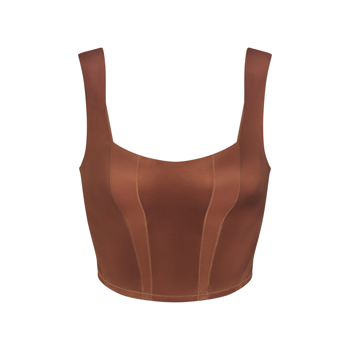 NikeSKIMS SATIN SHINE PANELED SCOOP TANK | CAROB BROWN