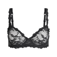 STRETCH LACE UNLINED DEMI BRA | SOOT