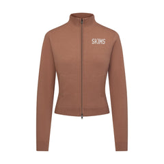 SWEATER KNIT LOGO ZIP UP MOCK NECK SWEATER | SIENNA EGRET