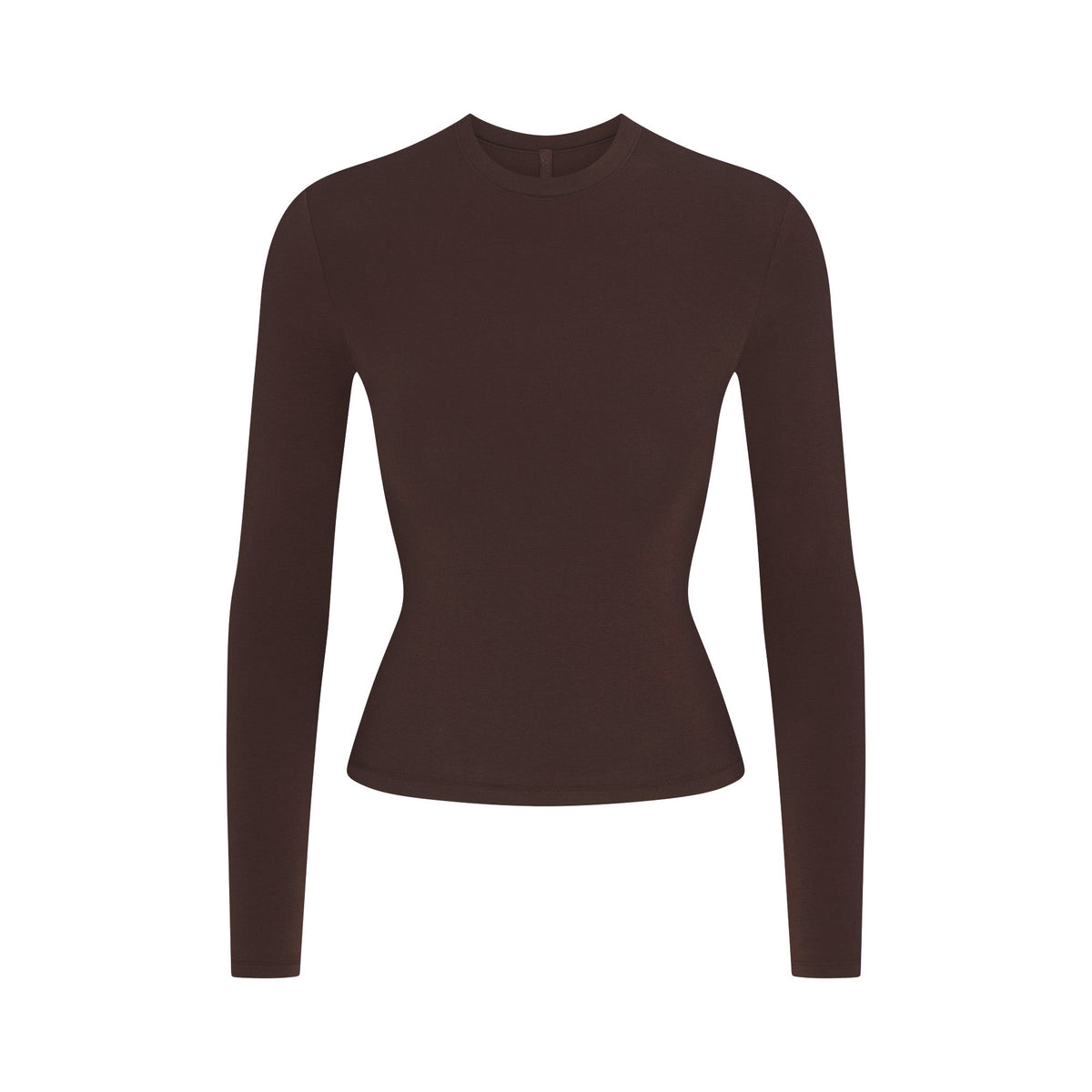 COTTON JERSEY LONG SLEEVE T-SHIRT | ESPRESSO