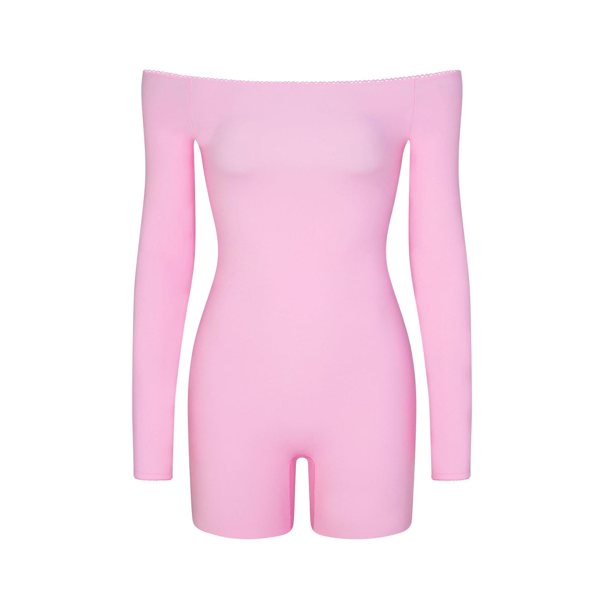 FITS EVERYBODY PICOT OFF THE SHOULDER ONESIE | BUBBLE GUM