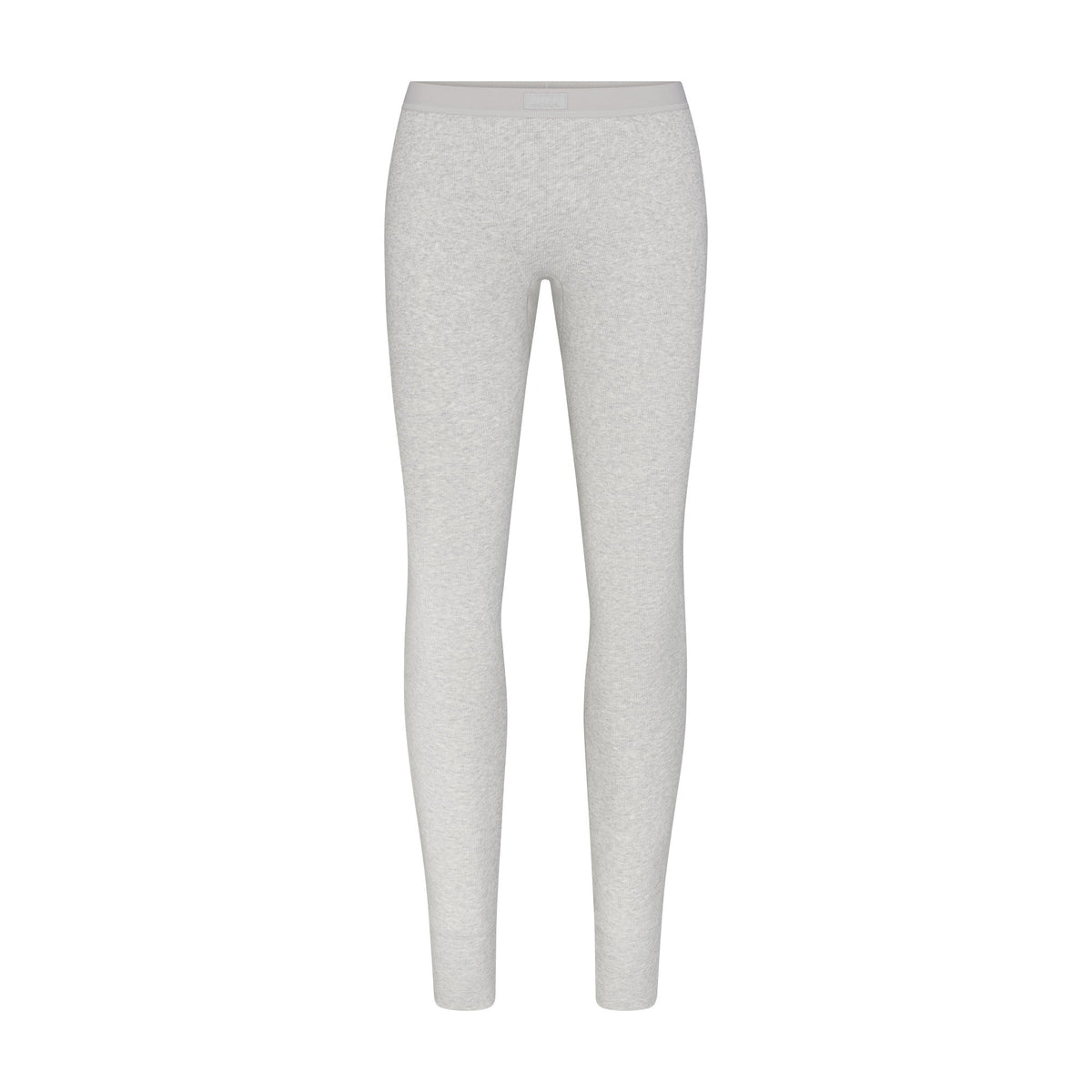 COTTON RIB MID RISE LEGGING | LIGHT HEATHER GREY