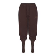 COTTON FLEECE LEG WARMER SWEATPANT WITH EMBOSSED LOGO | ESPRESSO