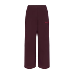COTTON FLEECE DOUBLE WAISTBAND PANT WITH EMBOSSED LOGO | CURRANT