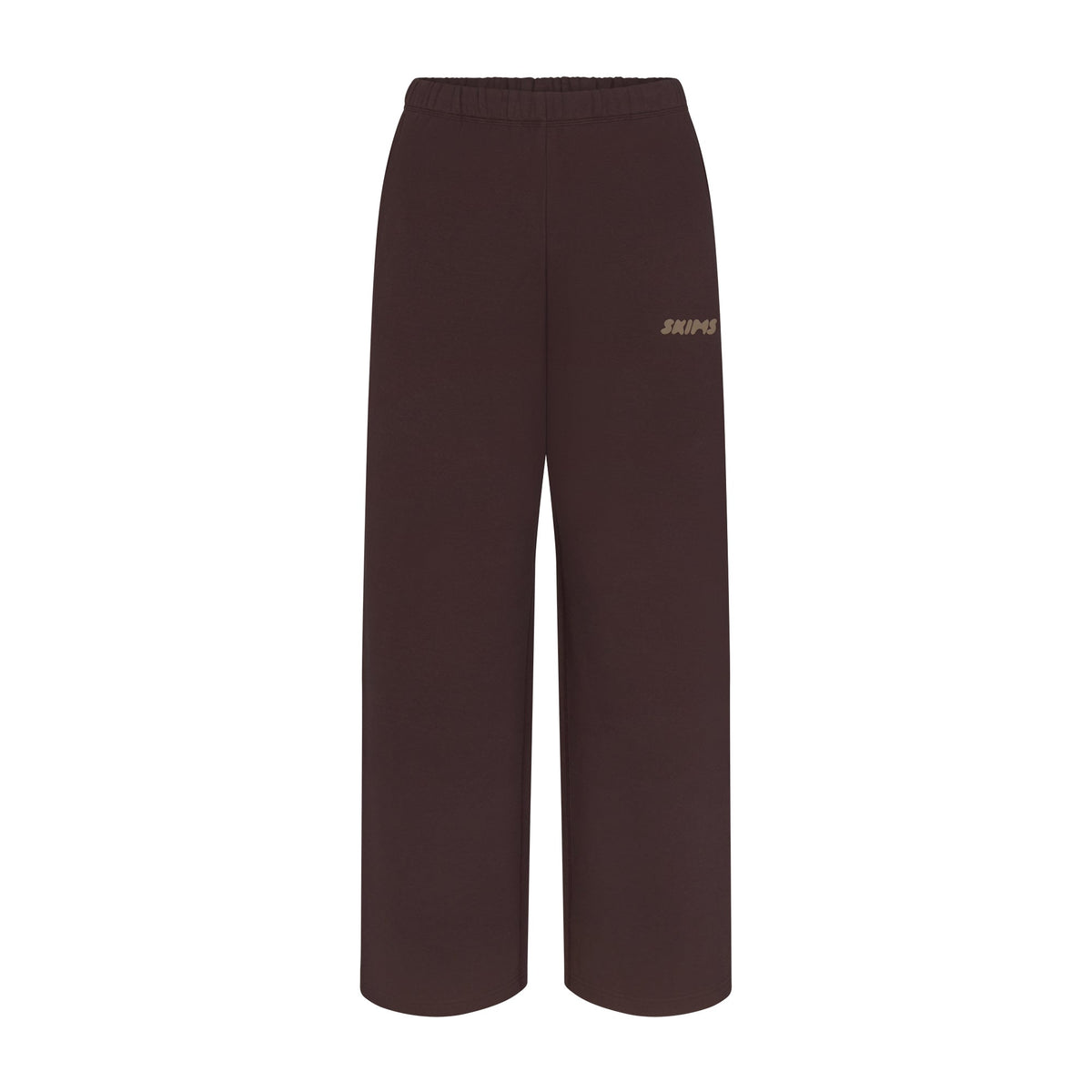 COTTON FLEECE DOUBLE WAISTBAND PANT WITH EMBOSSED LOGO | ESPRESSO