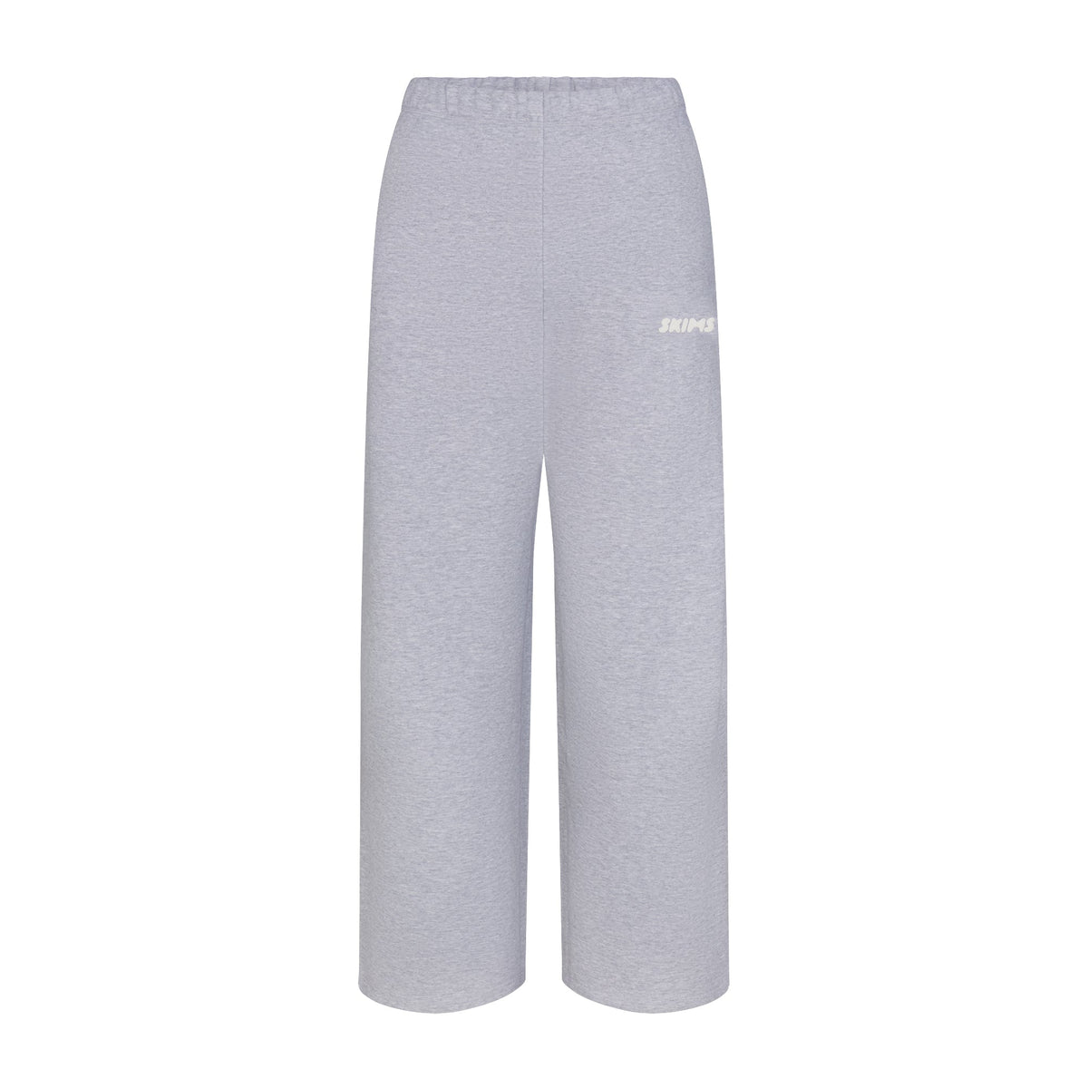 COTTON FLEECE STRAIGHT LEG PANT WITH EMBOSSED LOGO | HEATHER GREY