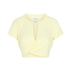 NikeSKIMS PERFORMANCE COTTON BLEND SHORT SLEEVE V-NECK CROP TOP | BICYCLE YELLOW
