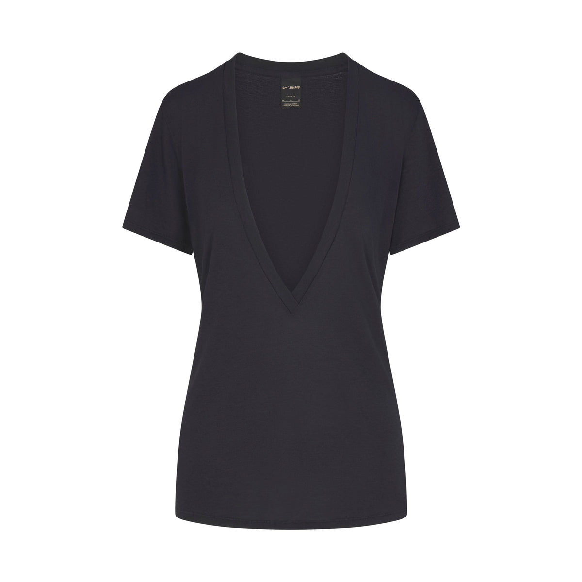 NikeSKIMS PERFORMANCE COTTON BLEND SHORT SLEEVE V-NECK TOP | OBSIDIAN