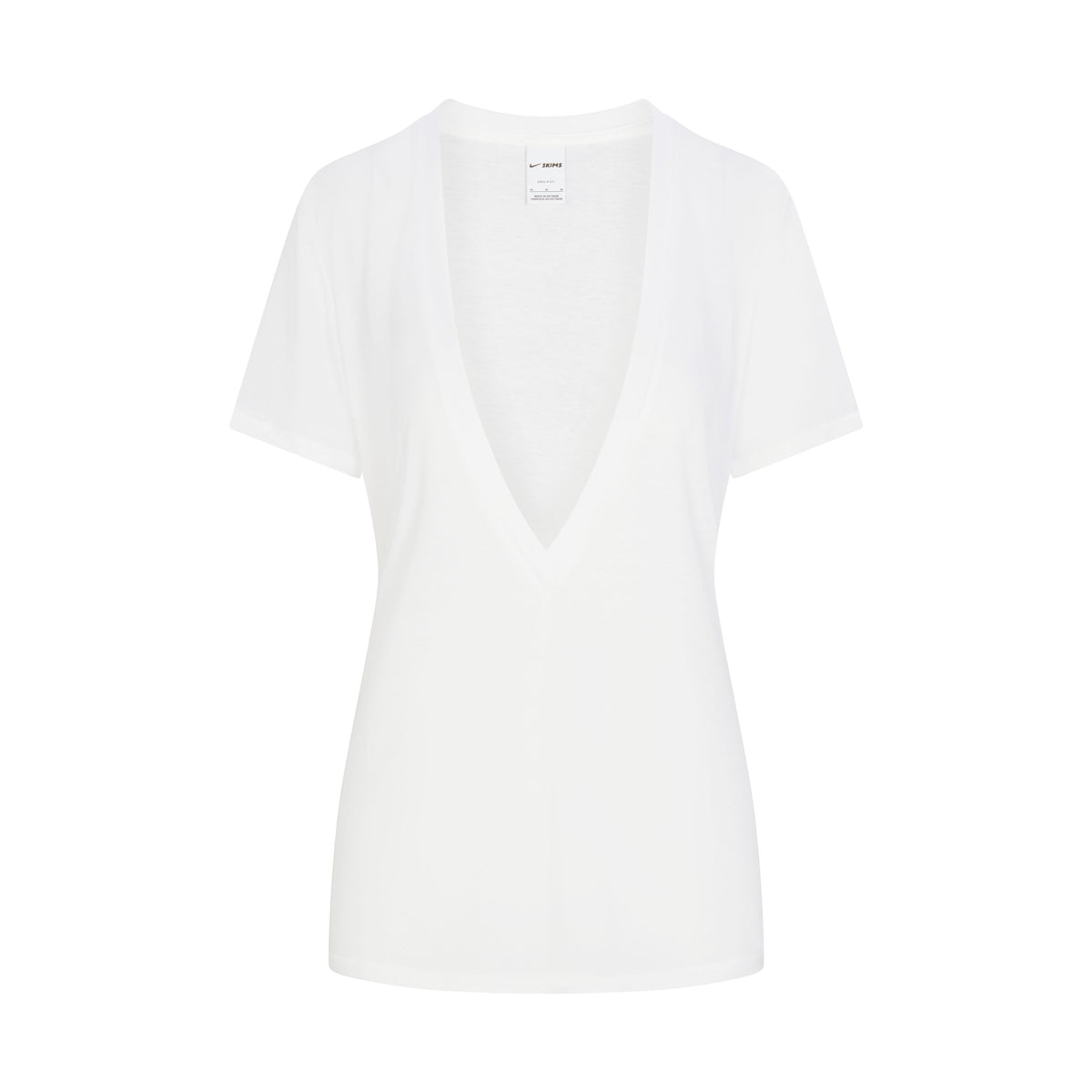 NikeSKIMS PERFORMANCE COTTON BLEND SHORT SLEEVE V-NECK TOP | SNOW