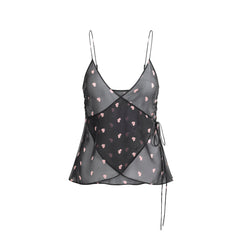 SKIMS ROMANCE WRAP CAMI TOP | OBSIDIAN SPACED HEARTS