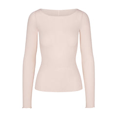 SHEER MODAL LONG SLEEVE BOATNECK TOP | PRIMROSE