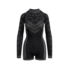 SKIMS FIRST LAYERS HALF ZIP ONESIE | OBSIDIAN WINTER FAIRISLE