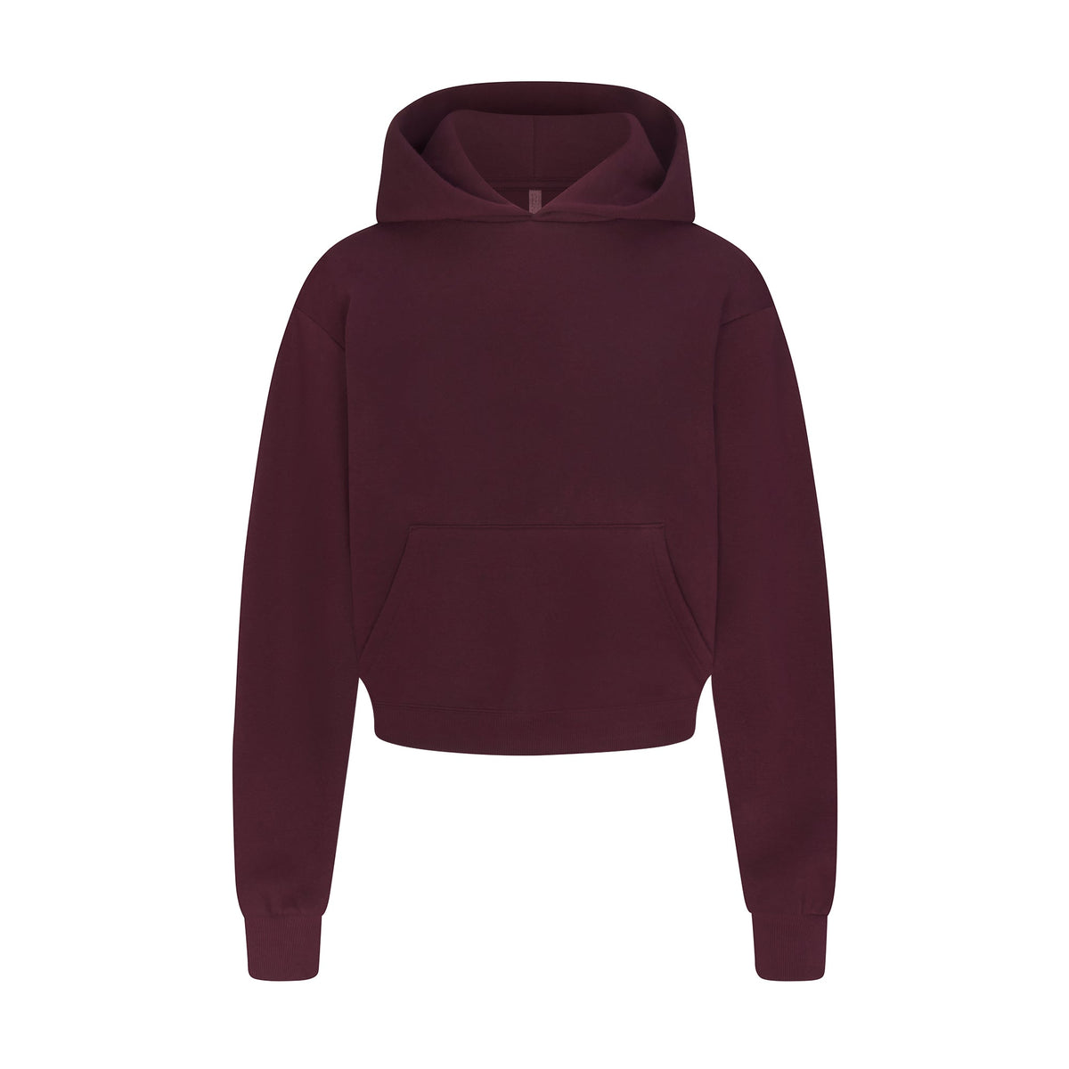 COTTON FLEECE CROPPED HOODIE WITH EMBOSSED LOGO | CURRANT
