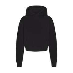 COTTON FLEECE CROPPED HOODIE WITH EMBOSSED LOGO | ONYX