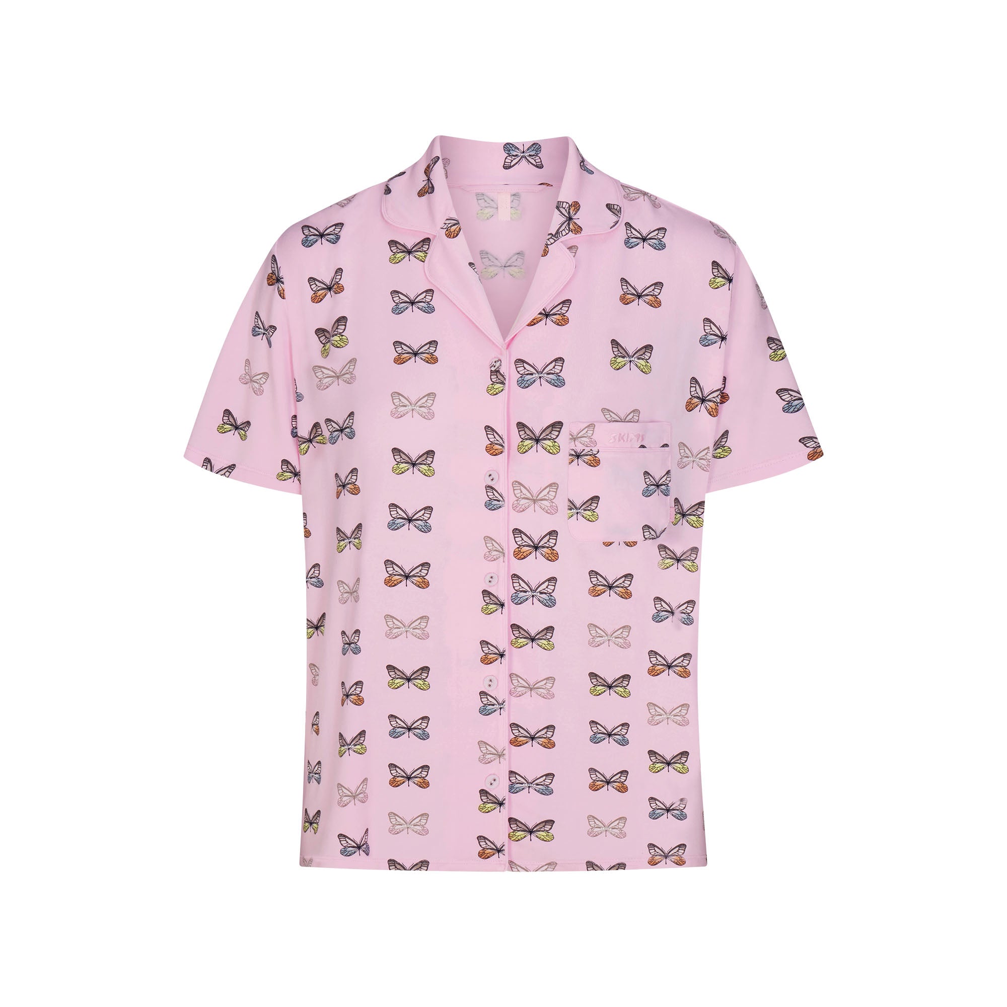 SKIMS SLEEP SHORT SLEEVE BUTTON UP SET | PEONY BUTTERFLY PRINT