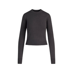 WOOL CASHMERE LONG SLEEVE FITTED CREW NECK | ASH