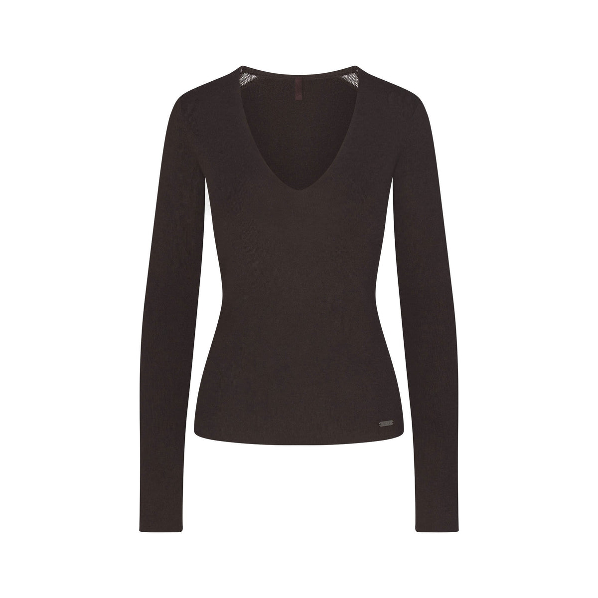 ESSENTIAL KNIT LONG SLEEVE V NECK | ESPRESSO