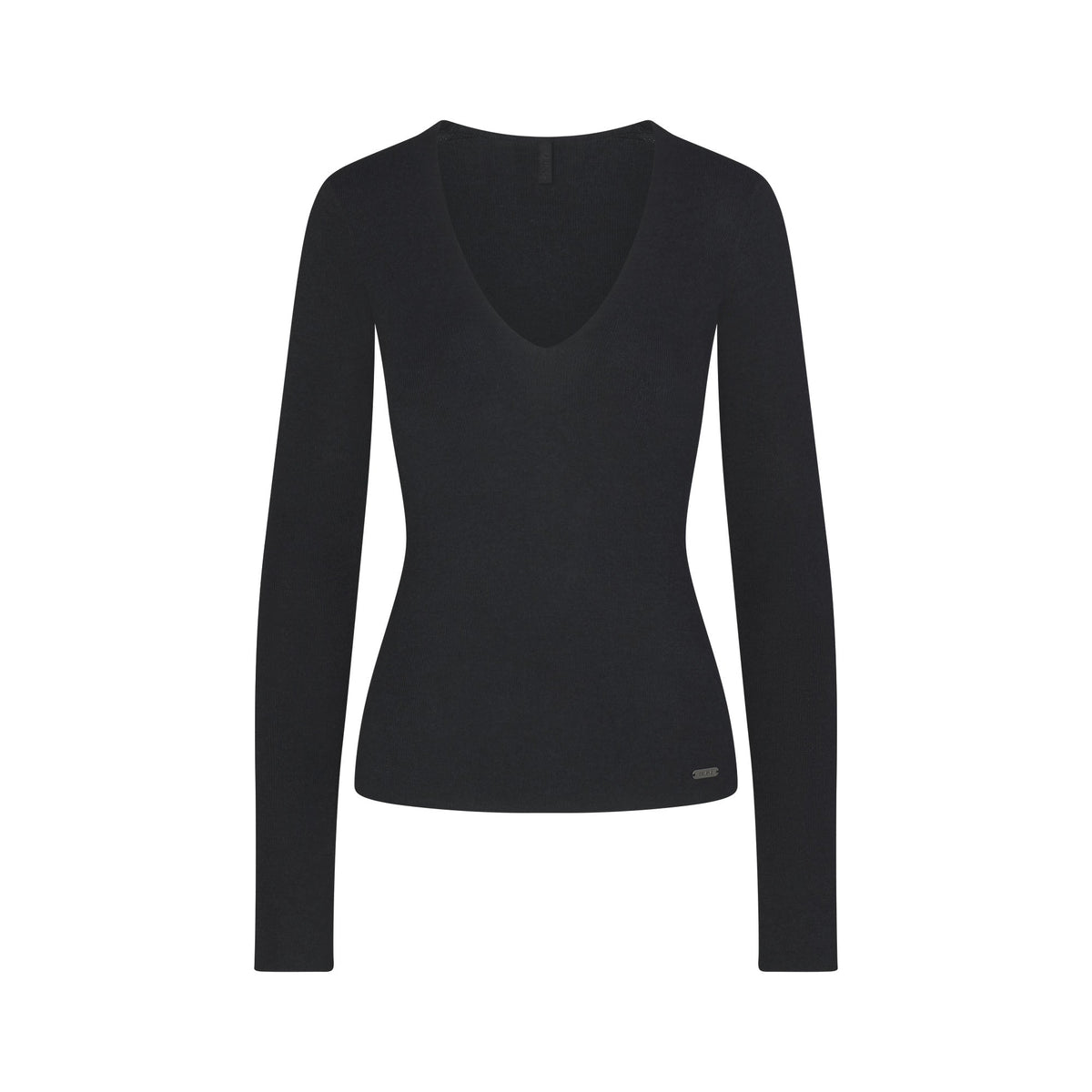 ESSENTIAL KNIT LONG SLEEVE V NECK | ONYX