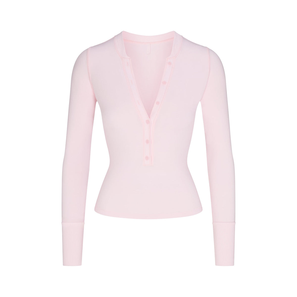 COTTON JERSEY HENLEY LONG SLEEVE | CHERRY BLOSSOM