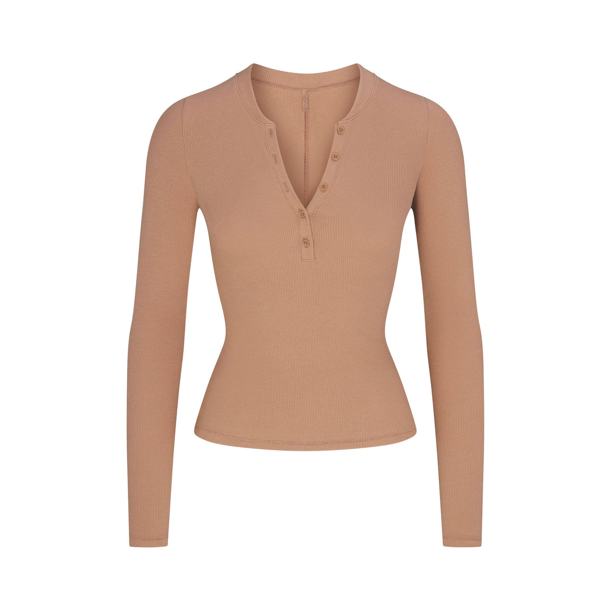 COTTON RIB HENLEY LONG SLEEVE | SIENNA