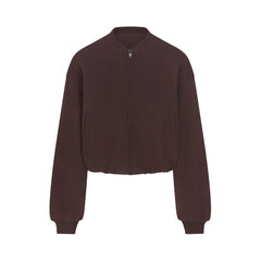 COTTON FLEECE BOMBER JACKET | ESPRESSO