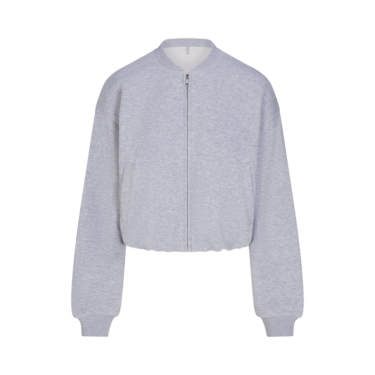 COTTON FLEECE BOMBER JACKET | HEATHER GREY
