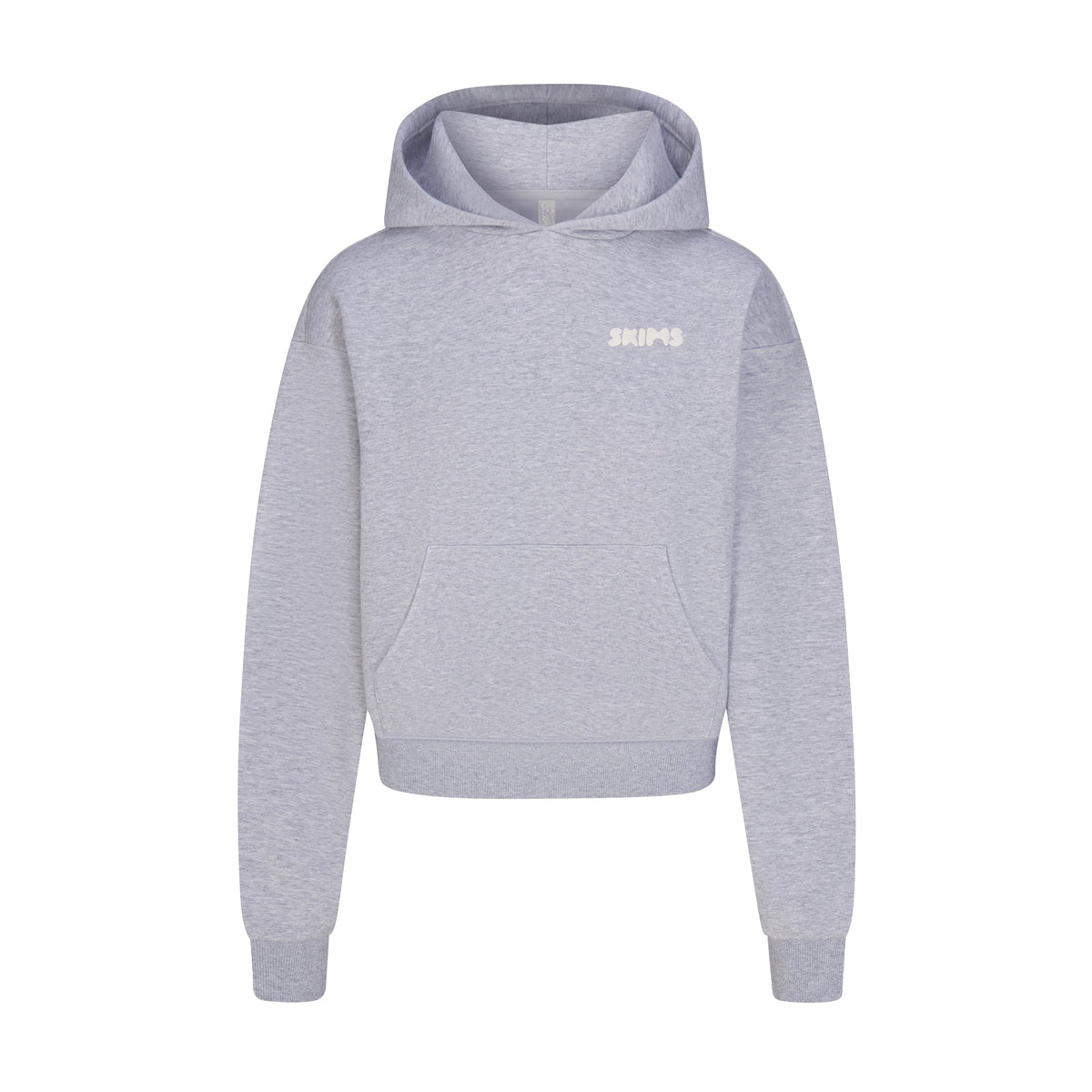 COTTON FLEECE HOODIE WITH EMBOSSED LOGO | HEATHER GREY
