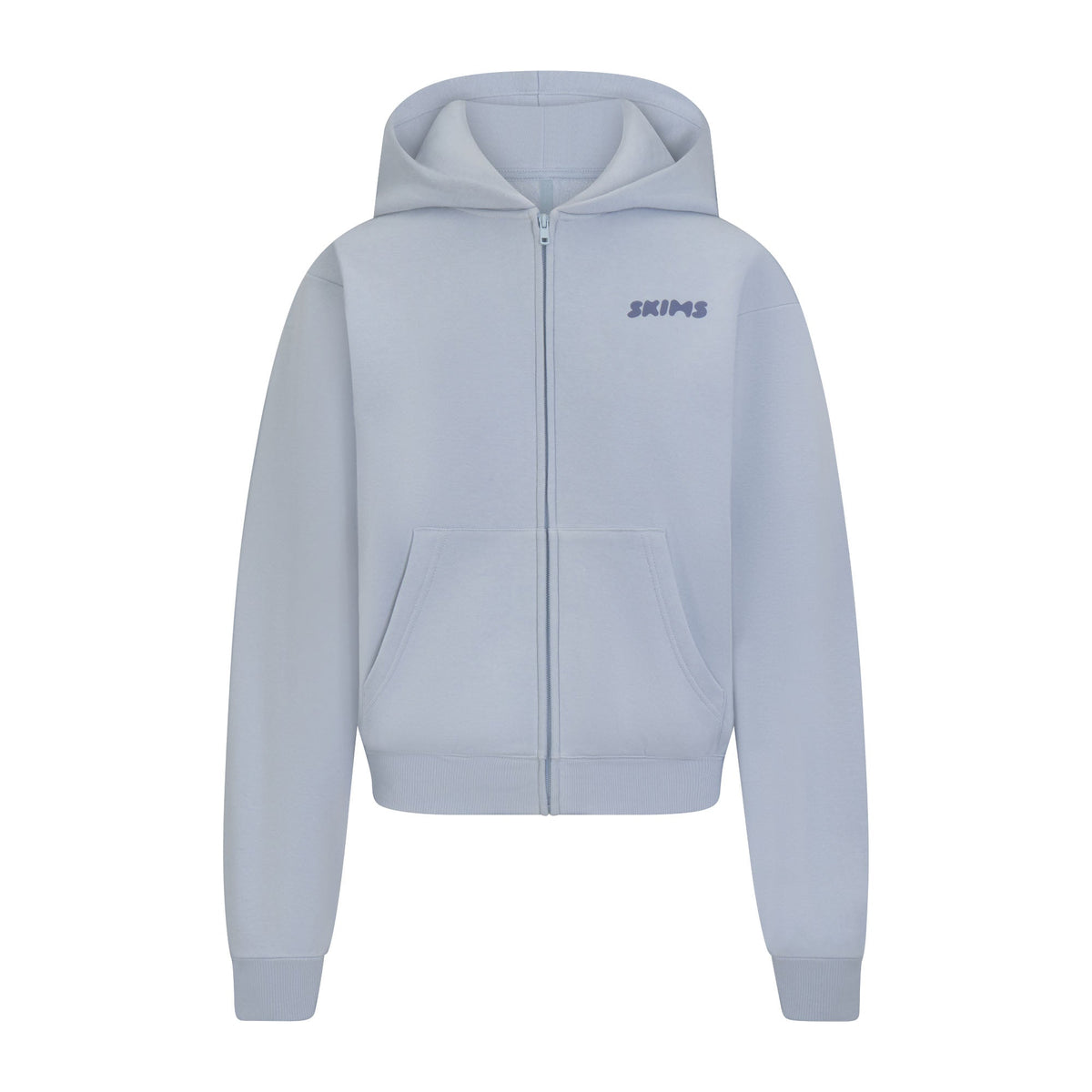 COTTON FLEECE ZIP UP HOODIE WITH EMBOSSED LOGO | FOG
