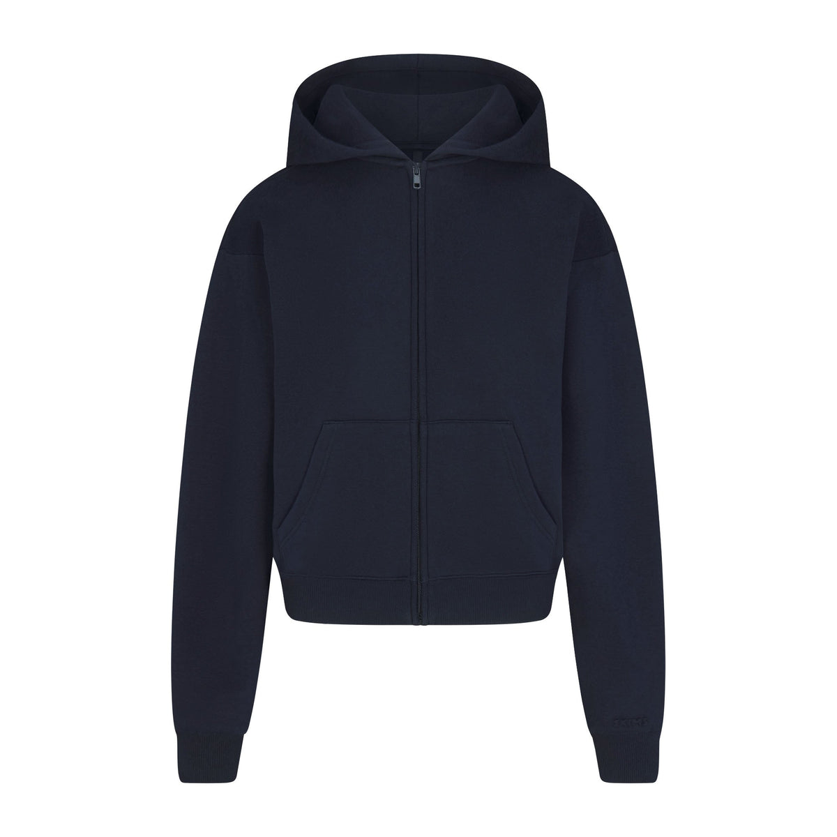 COTTON FLEECE ZIP UP HOODIE | NAVY