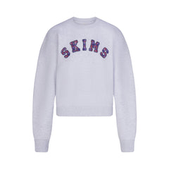 COTTON FLEECE CREWNECK | LIGHT HEATHER GREY ARCHED SKIMS PLAID
