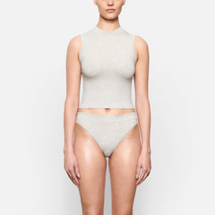 COTTON JERSEY CHEEKY TANGA | LIGHT HEATHER GREY