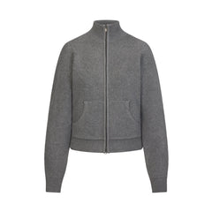 TEXTURED KNIT SHERPA ZIP UP | DARK HEATHER GREY