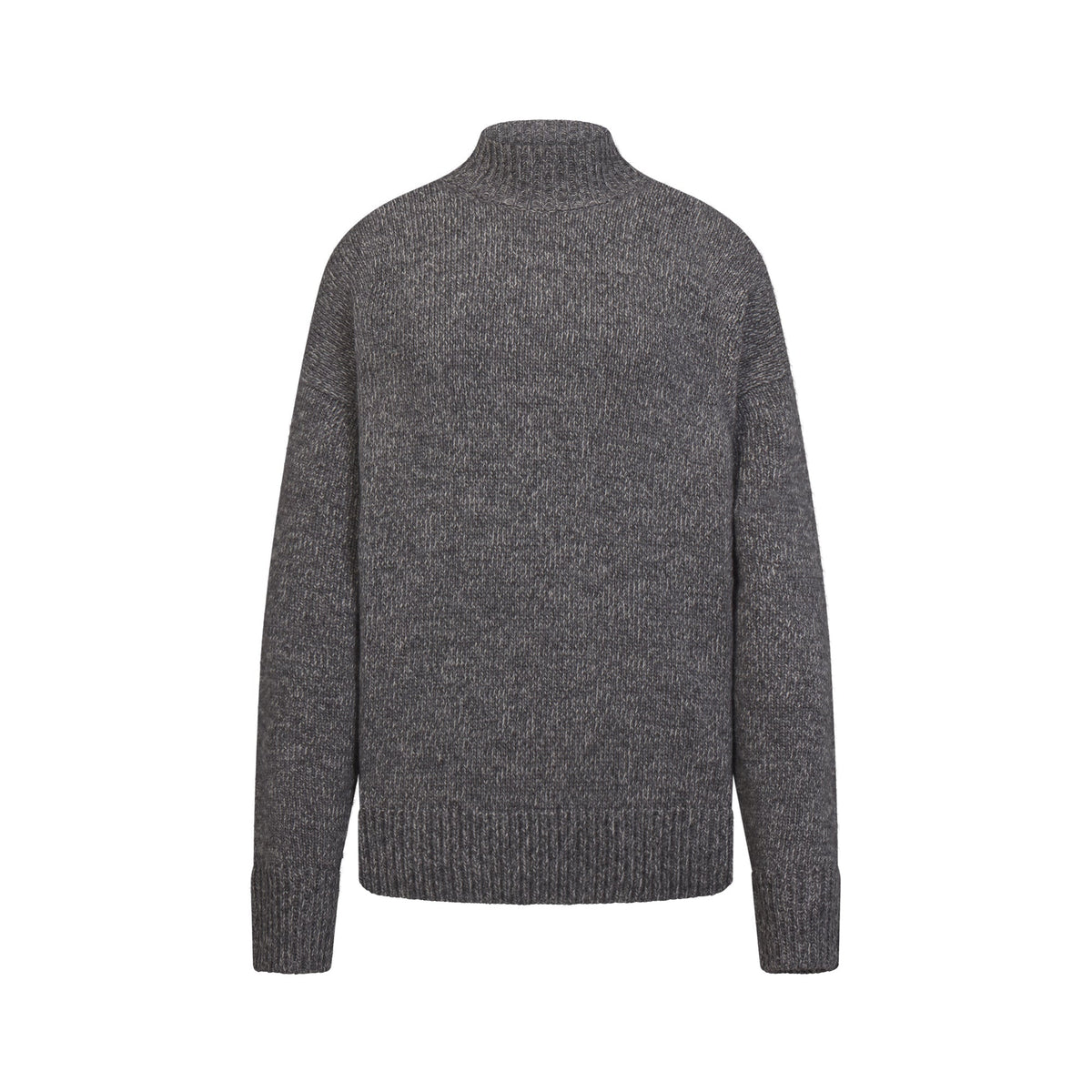 TWEED KNIT TEXTURED OVERSIZED TURTLENECK | DARK HEATHER GREY