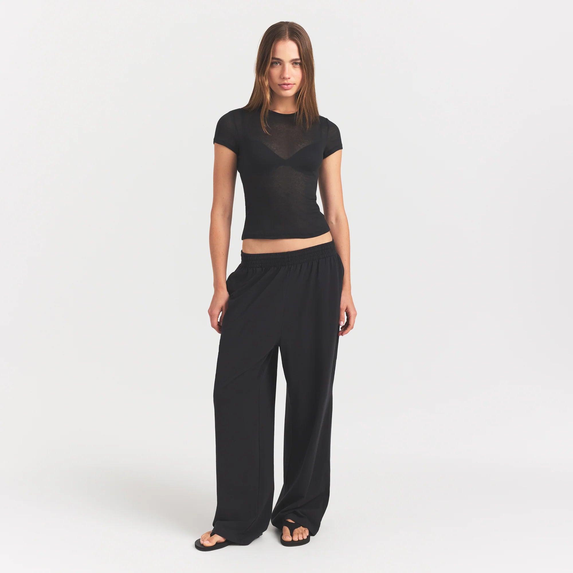 SHEER RIB T-SHIRT | SOOT