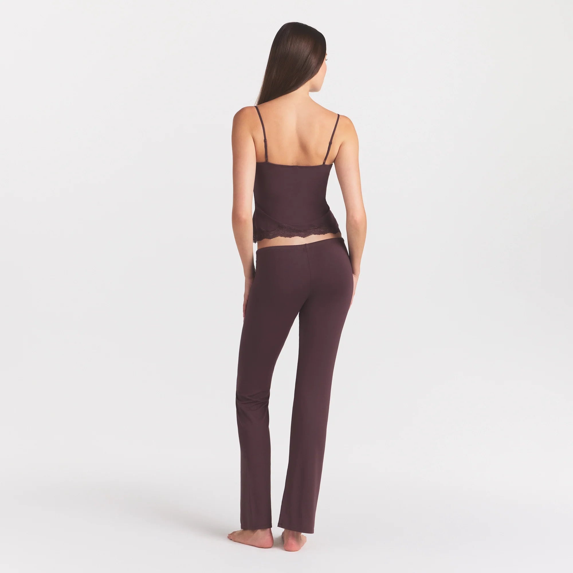 SKIMS SLEEP LACE CAMI AND PANT SLEEP SET | RAISIN
