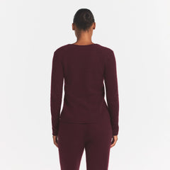 AIRY CASHMERE V-NECK PULLOVER | CURRANT
