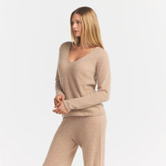 AIRY CASHMERE V-NECK PULLOVER | TOFFEE