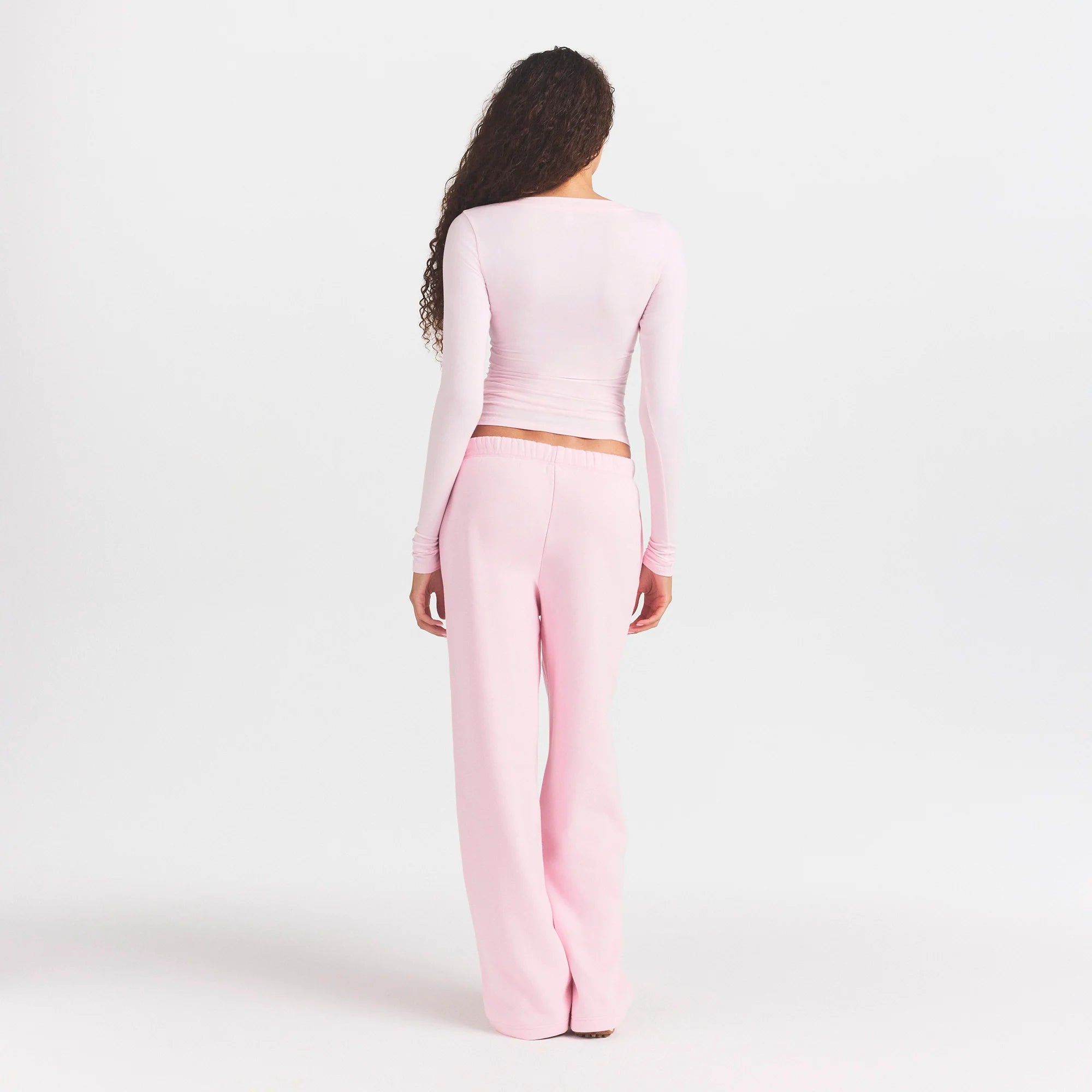 COTTON JERSEY V NECK LONG SLEEVE TOP | CHERRY BLOSSOM