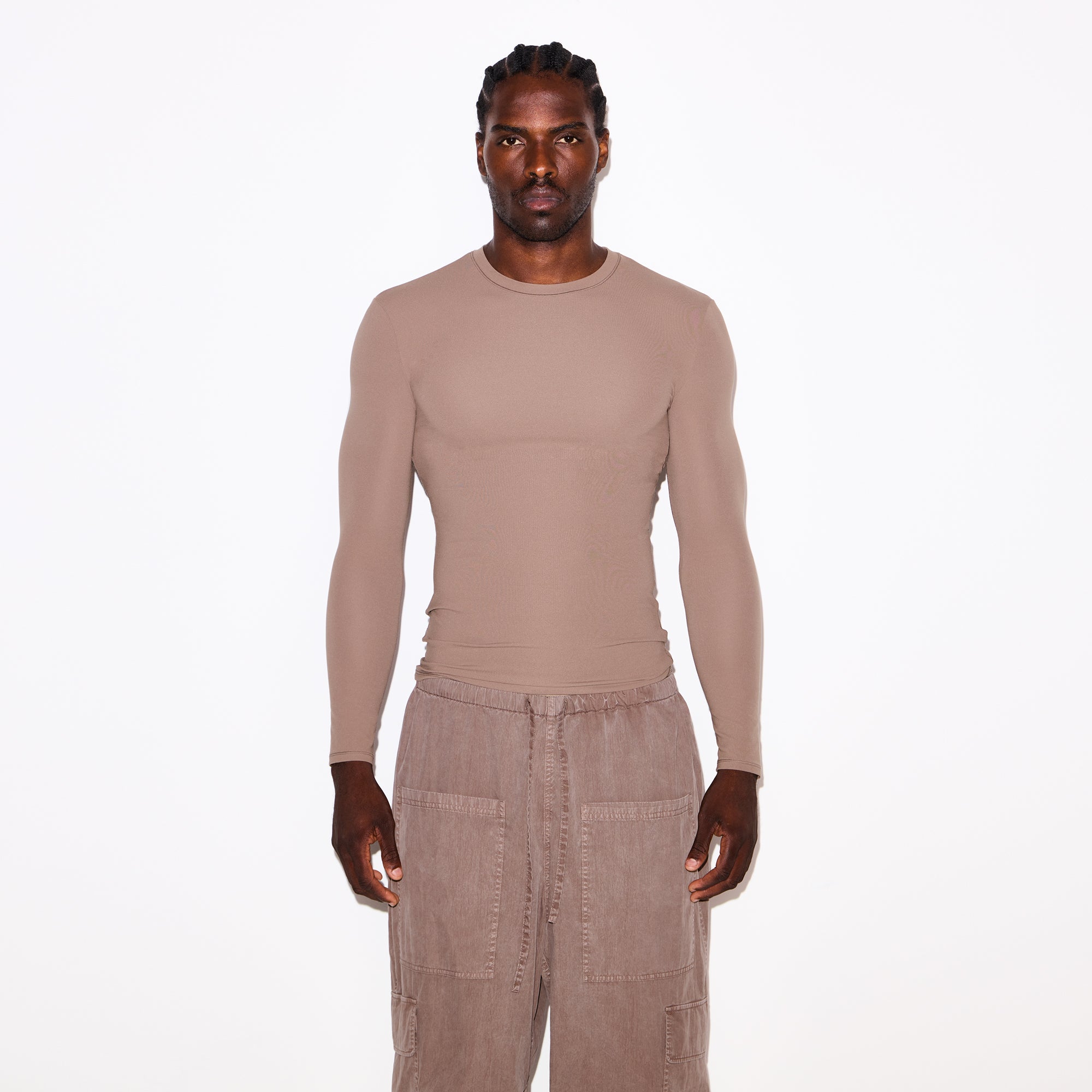 FITS EVERYBODY MENS SLIM LONG SLEEVE T-SHIRT | UMBER