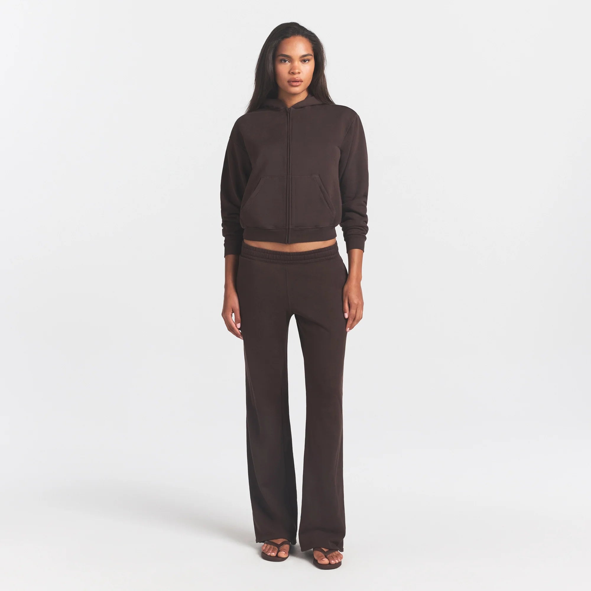 FRENCH TERRY ZIP UP HOODIE | ESPRESSO