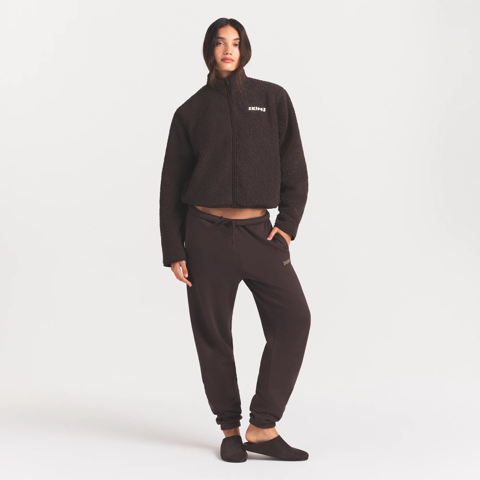 TEDDY BOXY ZIP UP JACKET | ESPRESSO
