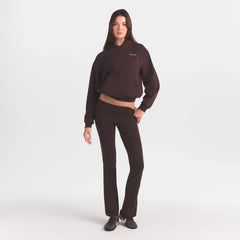 COTTON FLEECE HOODIE WITH EMBOSSED LOGO | ESPRESSO