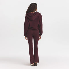 COTTON FLEECE ZIP UP HOODIE WITH EMBOSSED LOGO | CURRANT