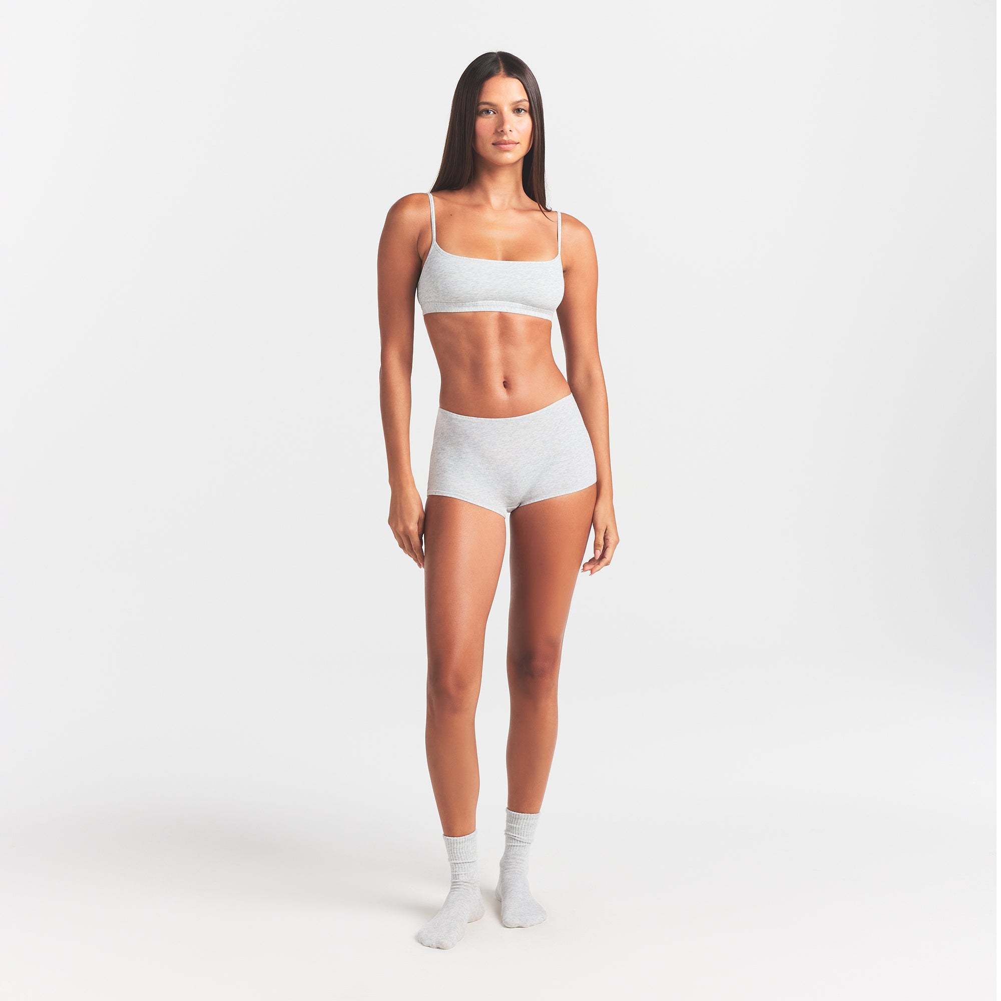 EVERYDAY COTTON BOY SHORT | LIGHT HEATHER GREY
