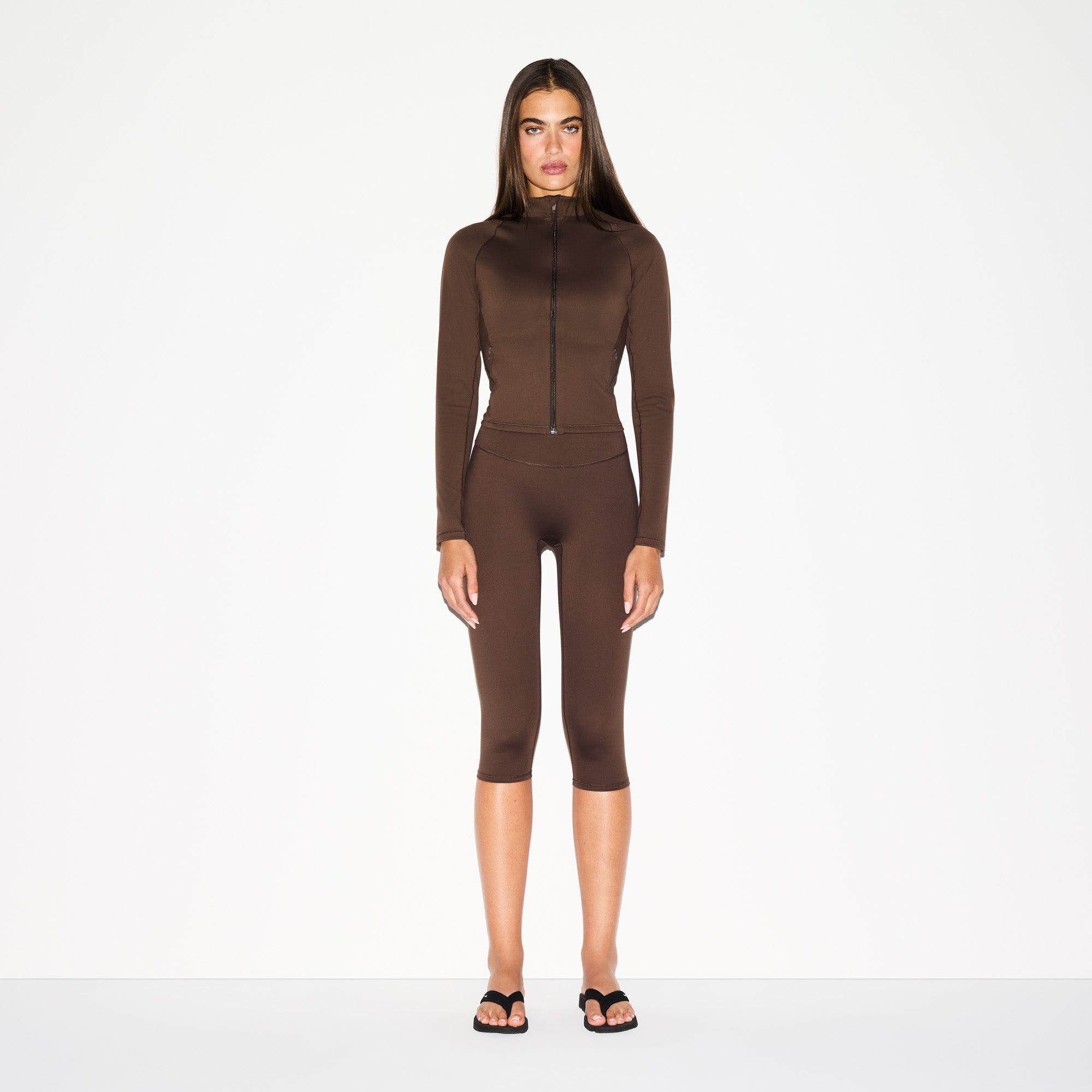 NikeSKIMS MATTE MOCK NECK FULL ZIP JACKET | DARK SEPIA