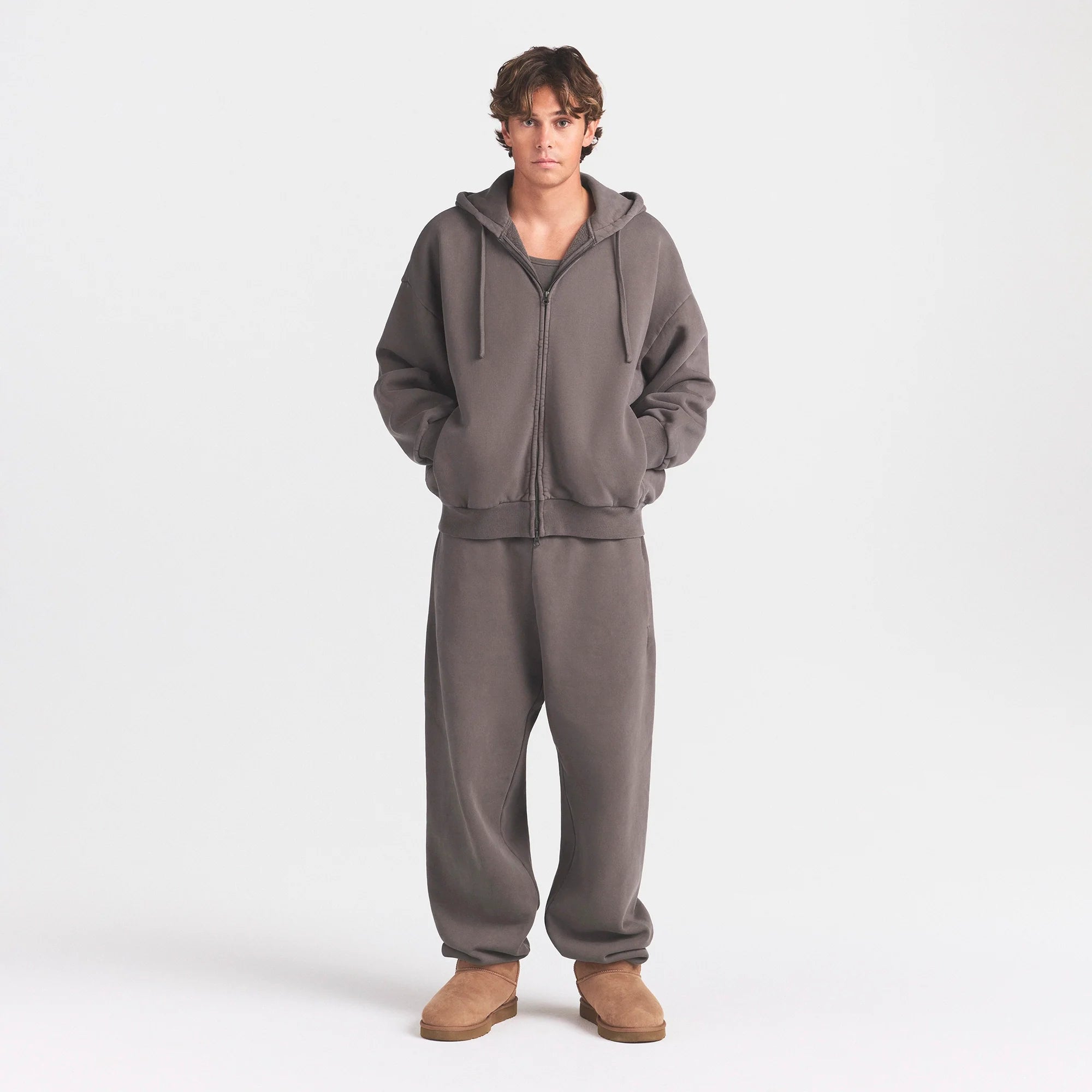HEAVYWEIGHT FLEECE MENS ZIP UP HOODIE | STERLING