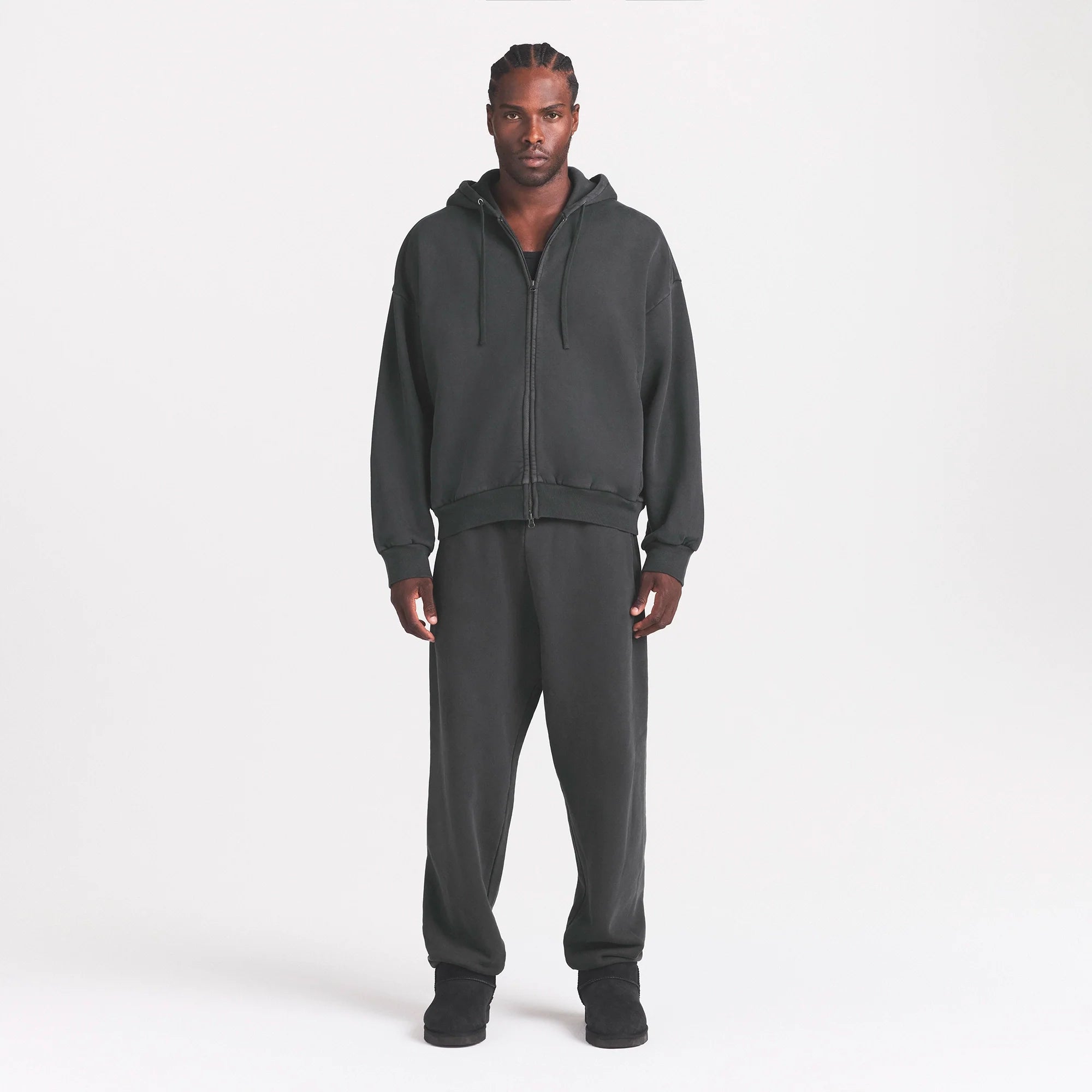 HEAVYWEIGHT FLEECE MENS ZIP UP HOODIE | ONYX